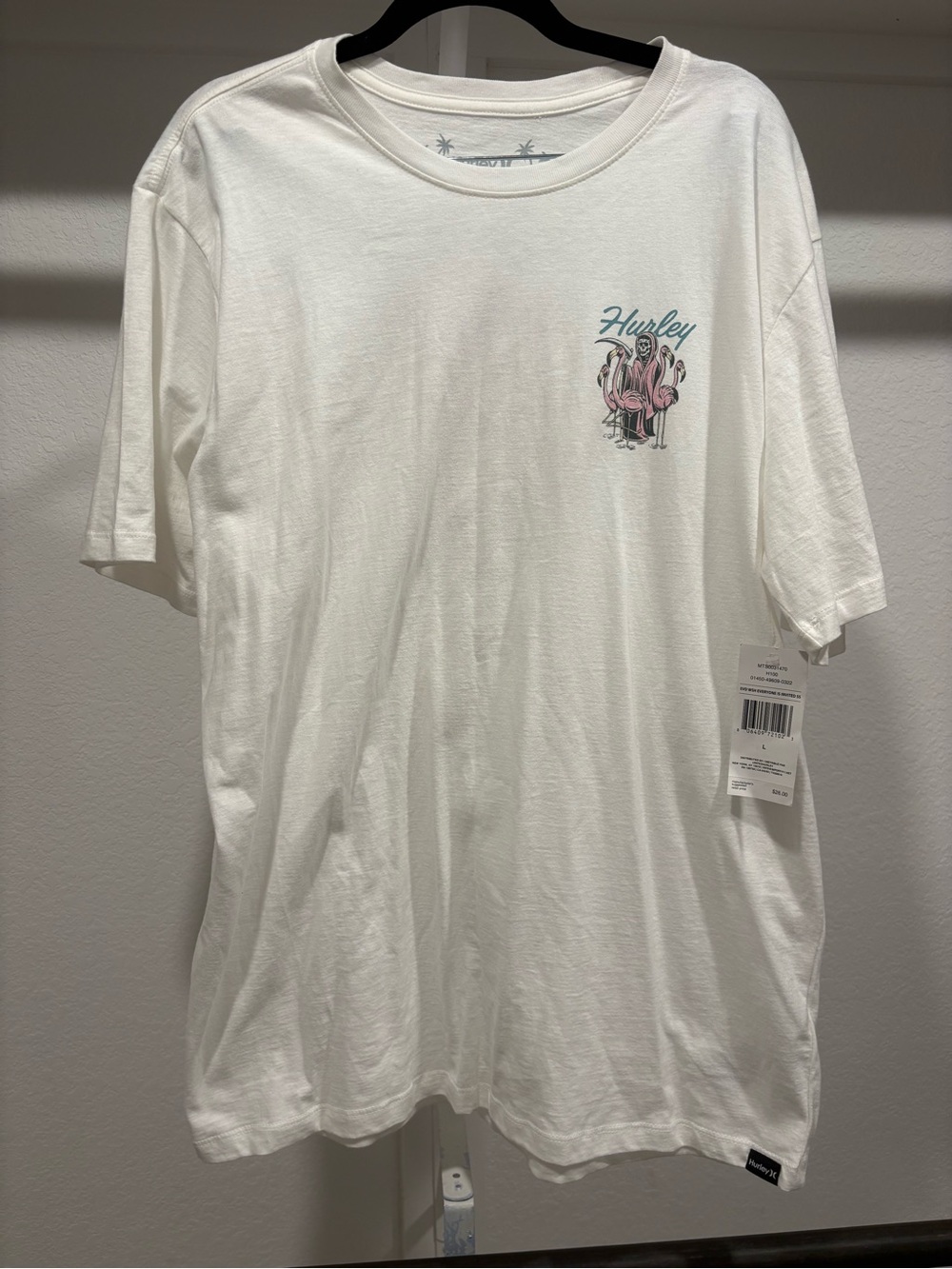 Hurley Men's White Graphic Short Sleeve T-Shirt No Shrink 100% Cotton NWT